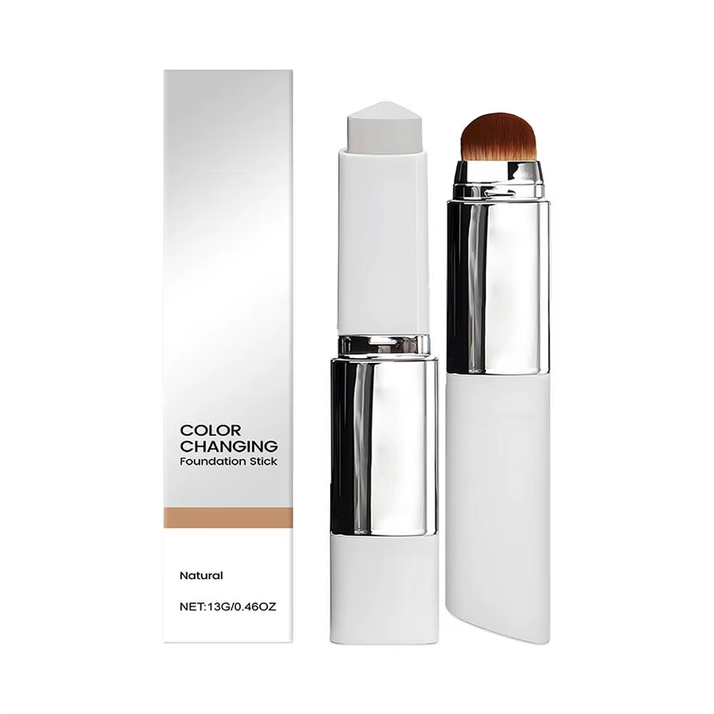 Color-Changing Foundation Stick: Dual-Function Concealer and Brush for Effortless Beauty Enhancement