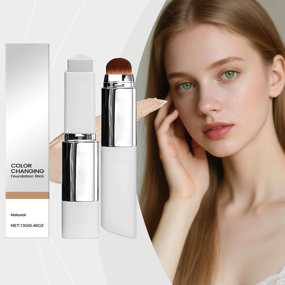 Color-Changing Foundation Stick: Dual-Function Concealer and Brush for Effortless Beauty Enhancement