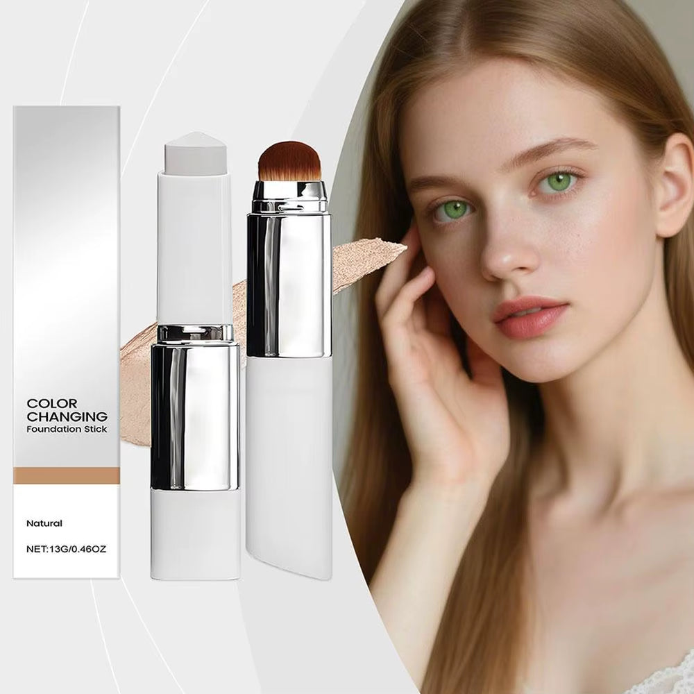 Color-Changing Foundation Stick: Dual-Function Concealer and Brush for Effortless Beauty Enhancement